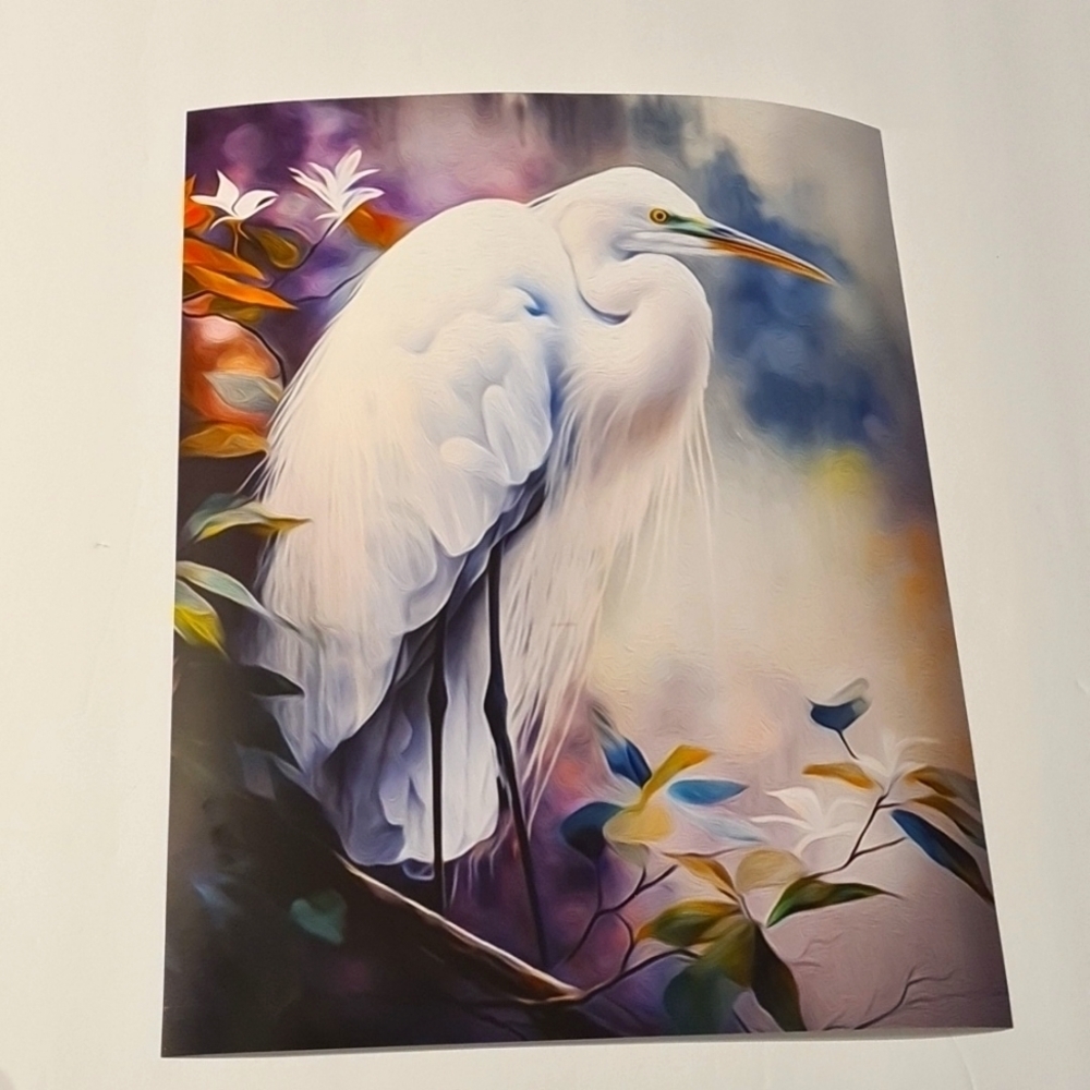 11x14‎ Great Egret Watercolor Oil Painting Print